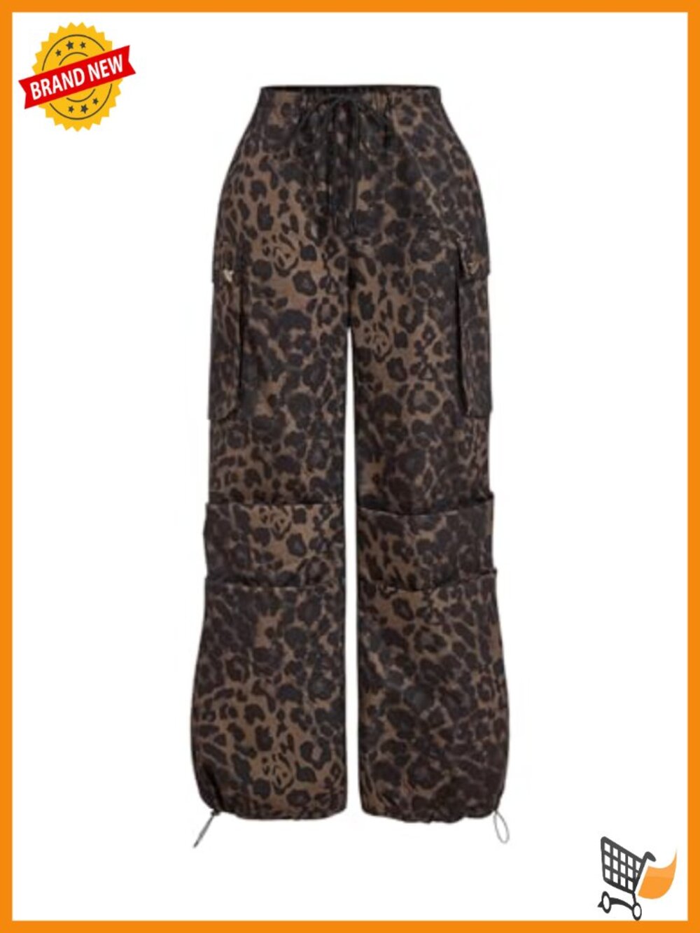 Floerns Women's Leopard Straight Leg Cargo Pants Cheetah Trousers